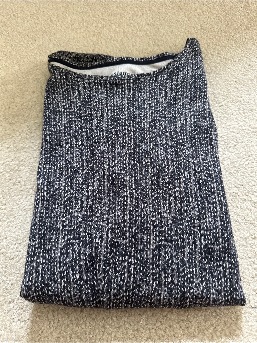 croft & barrow Black and White Marled Long Sleeve Top